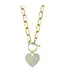 SHY CREATION Kate - Diamond Pavé Heart Paperclip Link Necklace