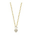 SHY CREATION Kate - Diamond Pavé Heart Paperclip Link Necklace