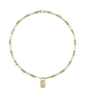 SHY CREATION Icon Lumeria - Diamond Baguette Matte Lock Necklace