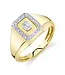 SHY CREATION Bailey - Diamond Emerald Bezel Matte Signet Ring