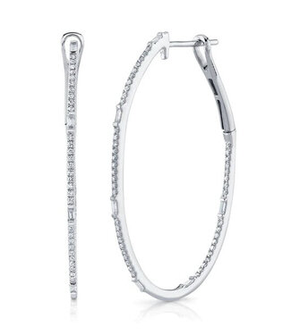 SHY CREATION Kate - Diamond Baguette Oval Hoop Earrings