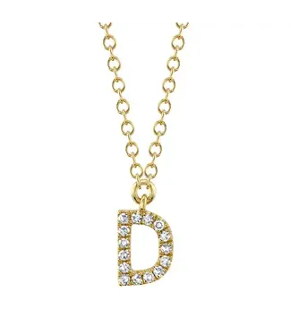 SHY CREATION Initial Diamond Necklace - Initial D - Yellow Gold