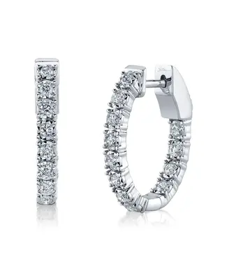 SHY CREATION Stella - Diamond Oval Hoop Earrings - White Gold
