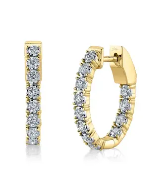 SHY CREATION Stella - Diamond Oval Hoop Earrings - Yellow Gold