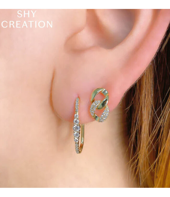 SHY CREATION Kate - Diamond Oval Hoop Earrings
