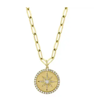 SHY CREATION Kate - Diamond Bezel Star Paperclip Link Necklace
