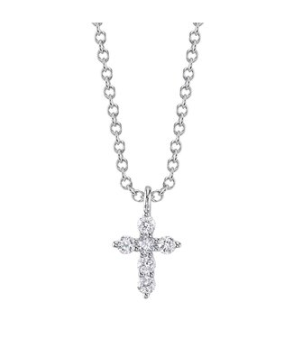 SHY CREATION Gia - Diamond Cross Necklace - White Gold