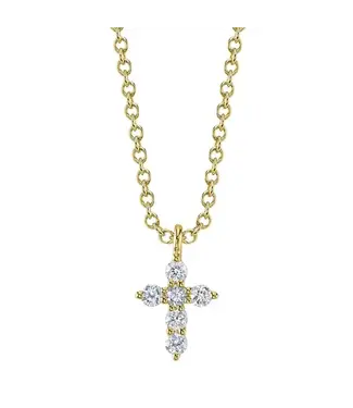 SHY CREATION Gia - Diamond Cross Necklace - Yellow Gold