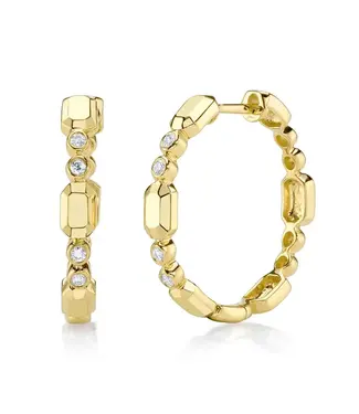 SHY CREATION Diamond Bezel Hoop Earrings