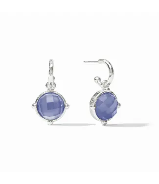 JULIE VOS Silver Honeybee Hoop & Charm Earrings - Iridescent Tanzanite Blue