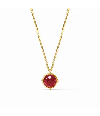 JULIE VOS Gold Honeybee Solitaire Necklace - Iridescent Ruby Red