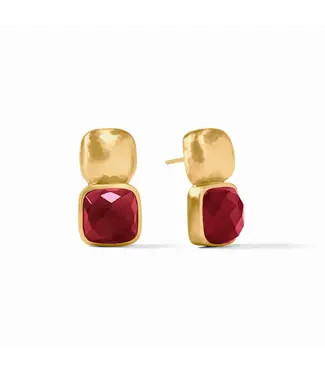JULIE VOS Gold Catalina Earrings - Iridescent Ruby Red
