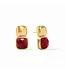JULIE VOS Gold Catalina Earrings - Iridescent Ruby Red