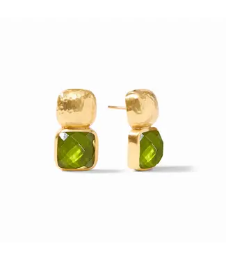 JULIE VOS Gold Catalina Earrings - Iridescent Palmetto Green
