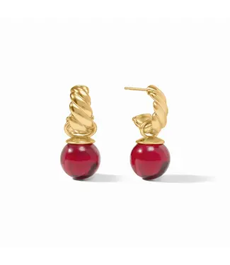 JULIE VOS Ravello Hoop & Charm Earrings - Cranberry