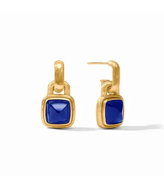 JULIE VOS Sahara Hoop & Charm Earrings - Iridescent Sapphire Blue