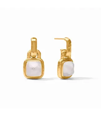 JULIE VOS Sahara Hoop & Charm Earrings - Iridescent Clear Crystal