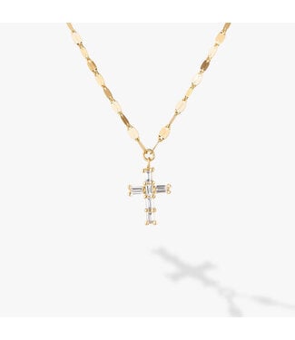LANA JEWELRY Baguette Cut Diamond Mini Cross Pendant Necklace