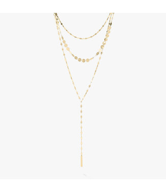 LANA JEWELRY Triple Strand Disc & Mega Gloss Blake Chain Necklace