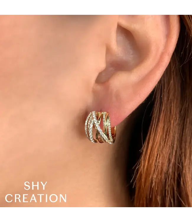 SHY CREATION Diamond Bridge Hoop Earrings