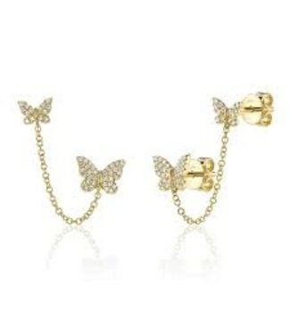 SHY CREATION Diamond Butterfly Chain Earrings