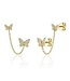 SHY CREATION Diamond Butterfly Chain Earrings