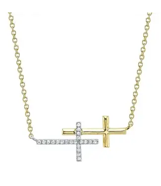 SHY CREATION Diamond Sideways Cross Necklace