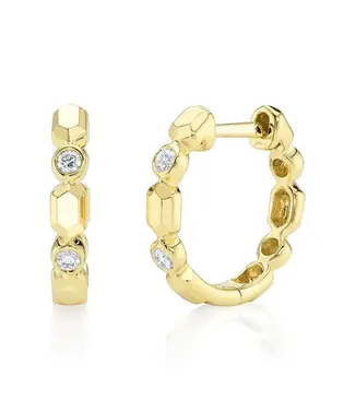 SHY CREATION Diamond Bezel Huggie Earrings