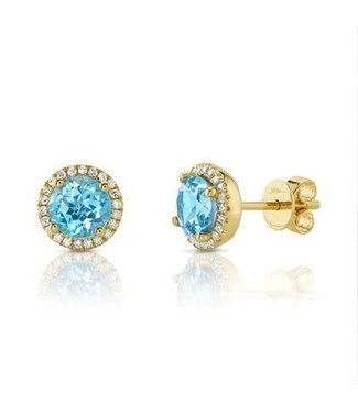 SHY CREATION Diamond & Blue Topaz Stud Earrings