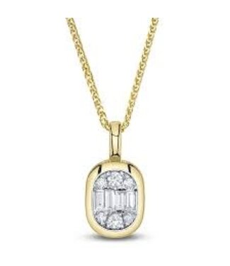 SHY CREATION Diamond Baguette Chopin Chain Necklace