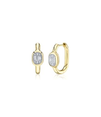 SHY CREATION Diamond Baguette Oval Hoop Earrings