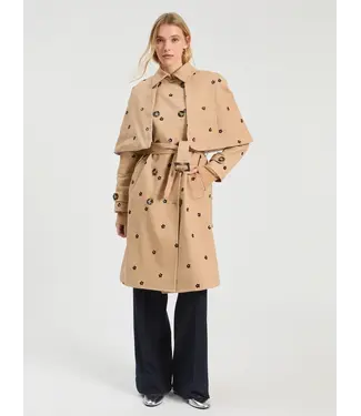 VILAGALLO Trench Coat with Sequin Embroidery