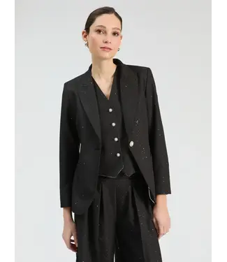VILAGALLO Black Jacket with Silver Motifs