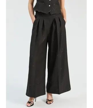 VILAGALLO Black Trousers with Silver Motifs