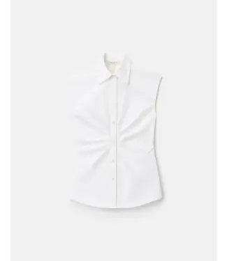 Lafayette 148 Organic Cotton Poplin Pleated Waist Shirt