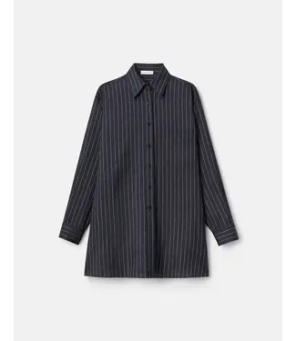 Lafayette 148 Pinstripe Silk Convertible Wrap Blouse