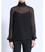 Lafayette 148 Polka Dot Devore High Collar Blouse