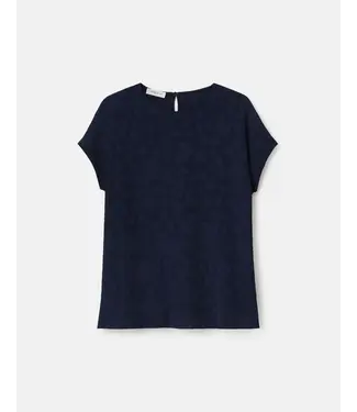 Lafayette 148 Rosette Jacquard Short Sleeve Blouse