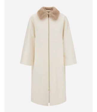 HERNO Wool Trench Coat with Mink-Effect Faux Fur Collar