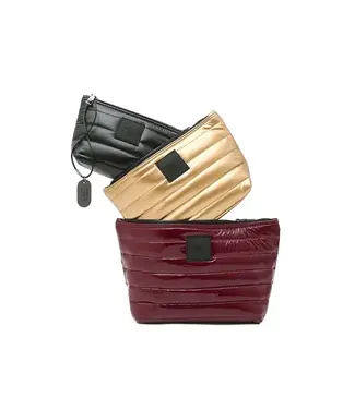 THINK ROYLN Travel Trio Pouches - Glossy Burgundy/Pearl Cashmere/Pearl Black