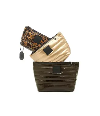 THINK ROYLN Travel Trio Pouches - Glossy Chocolate/Pearl Cashmere/Pearl Leopard
