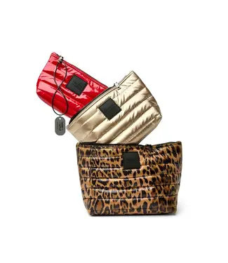 THINK ROYLN Travel Trio Pouches - Pearl Leopard/Pearl Cashmere/Lipstick Patent