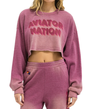 3D Cropped Crew Sweatshirt