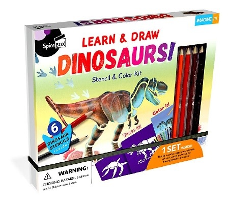 Spicebox Learn & Draw Dinosaurs! Stencil & Color Kit 8+