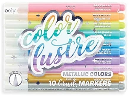 OOLY Color Lustre Metallic Brush Markers 6+