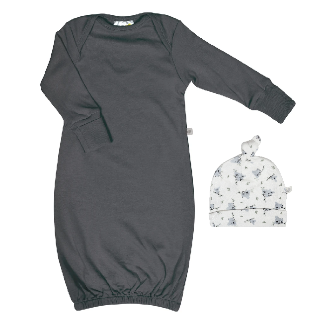 Perlimpinpin Perlimpinpin 'My Little Cozy Nest' Bamboo Nightgown & Knotted Hat (newborn)