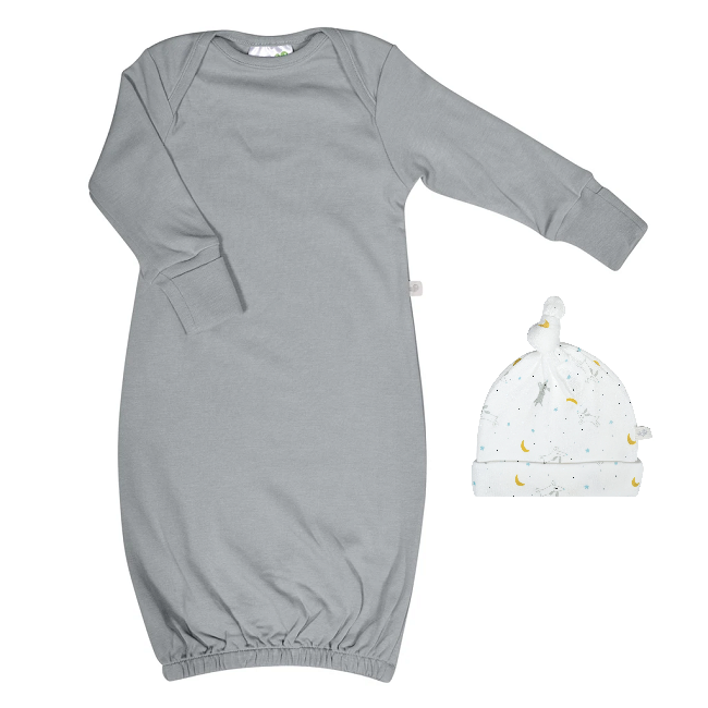 Perlimpinpin Perlimpinpin 'My Little Cozy Nest' Bamboo Nightgown & Knotted Hat (newborn)