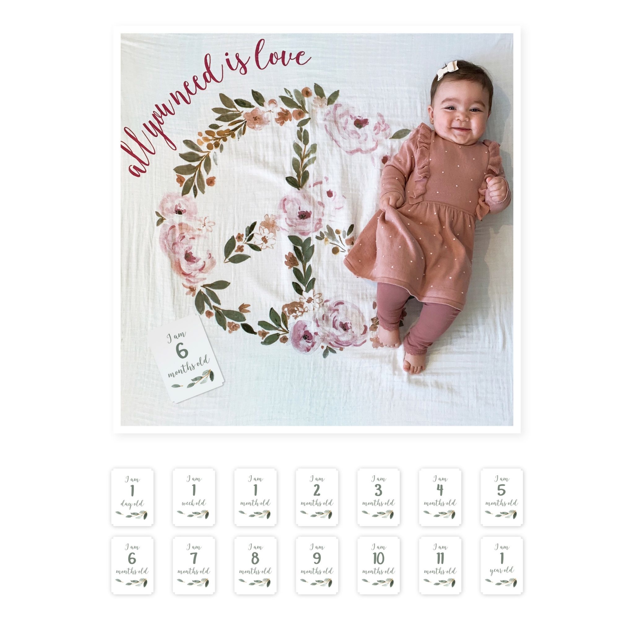 lulujo lulujo Baby's First Year blanket & cards set