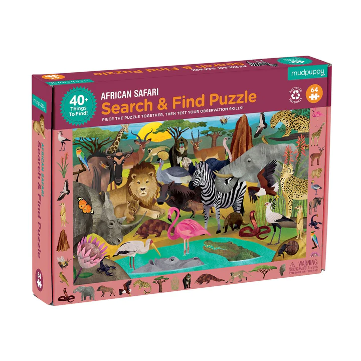 Mudpuppy mudpuppy African Safari search and find  puzzle 4+ (64 pcs)