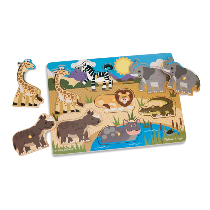 Melissa & Doug Peg Puzzle - safari theme (2+)